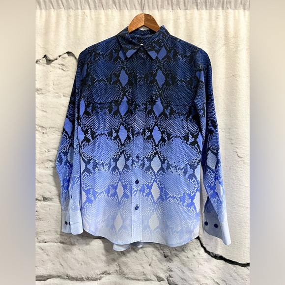 Equipment Silk Blue Snake Print Ombré top‎ medium - Picture 1 of 6